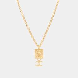 Pre Owned Chanel CC Lion Gold Tone Necklace