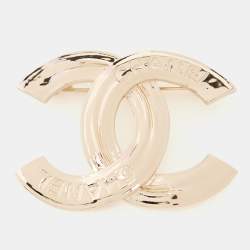Pre Owned Chanel CC Gold Tone Metal Brooch