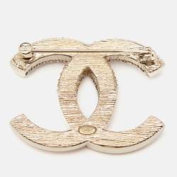 Pre Owned Chanel  Strass CC Crystals Gold Tone  Brooch