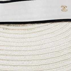  Chanel Ecru  Abaca Cotton Ribbon Visor M