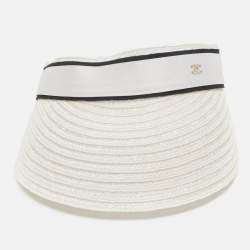  Chanel Ecru  Abaca Cotton Ribbon Visor M