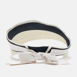  Chanel Ecru  Abaca Cotton Ribbon Visor M
