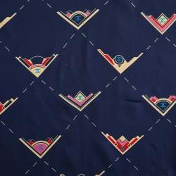Chanel Navy Blue CC Geometric Print Silk Scarf