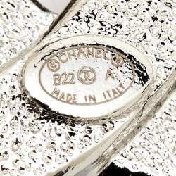 Chanel CC Crystals Silver Tone Brooch