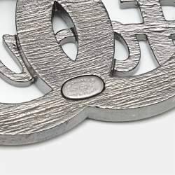 Pre Owned Chanel  CC Forever Crystals Gunmetal Tone Brooch