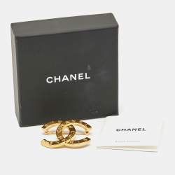 Pre Owned Chanel CC Gold Tone Brooch