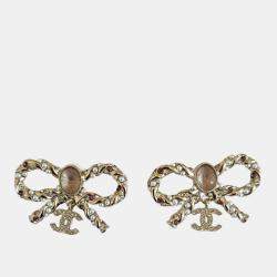 Pre Owned Chanel twisted metal bow earrings