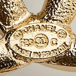 مملوكة مسبقًا Chanel Heart Crystals Gold Tone Brooch