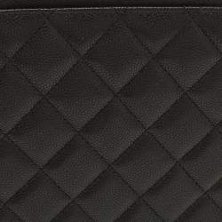 Pre Owned Chanel Zip Around Agenda Cover Black Quilted Caviar Leather