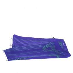 Pre Owned وشاح شانيل مربع حرير طباعة غرافيك كتل لونية بنفسجي