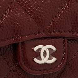 Chanel Red Quilted Caviar Leather AirPods Pro Case on Chain