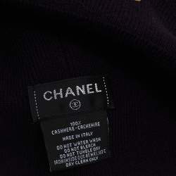 Pre Owned Chanel Purple Metallic CC Printed Cashmere Beanie