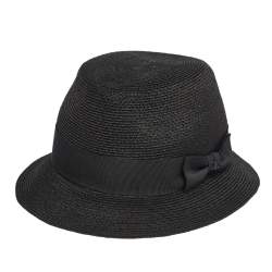 مملوكة مسبقًا Chanel Black Logo Bow Detail Abaca Fedora Hat