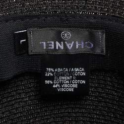 مملوكة مسبقًا Chanel Black Logo Bow Detail Abaca Fedora Hat