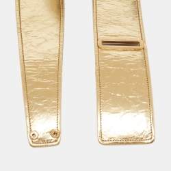 Pre Owned Chanel Gold Crinkled Leather Waist Belt 90CM