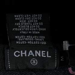 Pre Owned Chanel Black Denim Logo Print Cloche Bucket Hat M