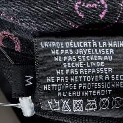 Pre Owned Chanel Black Denim Logo Print Cloche Bucket Hat M