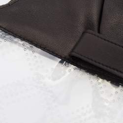 Chanel Brown Leather & Flared PU Fingerless Gloves