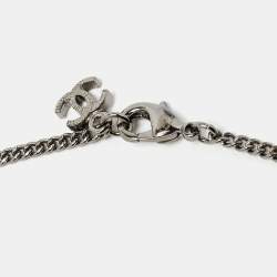 Pre Owned Chanel CC Gunmetal Tone Pendant Necklace
