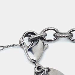 Pre Owned Chanel Crystal Flower & CC Gunmetal Tone Chain Necklace