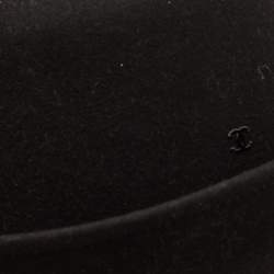 Pre Owned Chanel Black Rabbit Felt Bucket Hat M