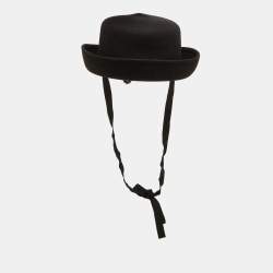 Pre Owned Chanel Black Rabbit Felt Bucket Hat M