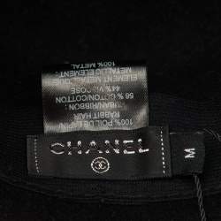 Pre Owned Chanel Black Rabbit Felt Bucket Hat M