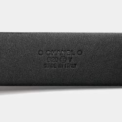 Chanel Black Leather CC Embellished Buckle Belt 90 CM