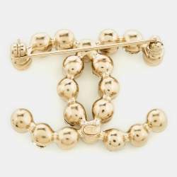 Chanel CC Crystals Gold Tone Brooch