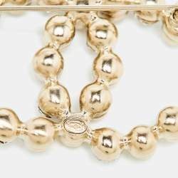 Chanel CC Crystals Gold Tone Brooch