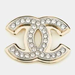 Chanel CC Crystal Two Tone Brooch
