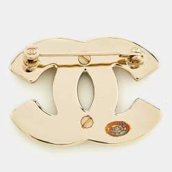 Chanel CC Crystal Two Tone Brooch