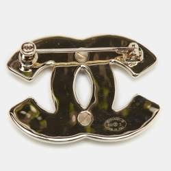 Chanel CC Crystal Two Tone Brooch