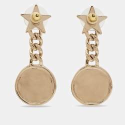 Pre Owned Chanel CC Strass Crystal Gold Tone Earrings