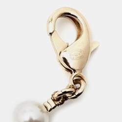 Chanel CC Faux Pearl Crystal Gold Tone Necklace