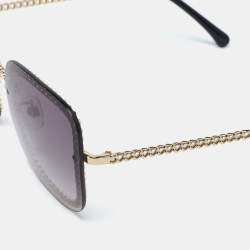 Chanel Gold Tone/Grey Gradient Chain Detail 4244 Square Sunglasses