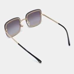 Chanel Gold Tone/Grey Gradient Chain Detail 4244 Square Sunglasses