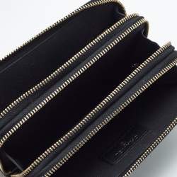Pre Owned Chanel Black Leather Crystal Studded Bull Phone Holder    