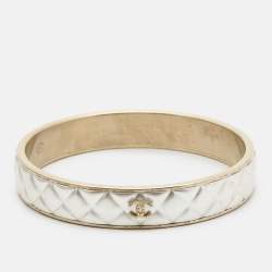Pre Owned Chanel CC Composite Gold Tone Bangle Bracelet