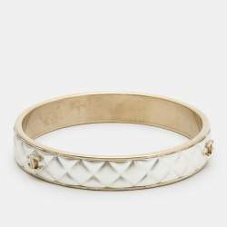 Pre Owned Chanel CC Composite Gold Tone Bangle Bracelet