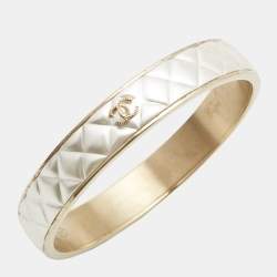 Pre Owned Chanel CC Composite Gold Tone Bangle Bracelet