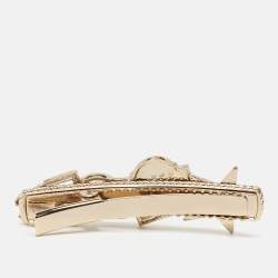 Chanel CC Rue Cambon Crystals Enamel Gold Tone Hairclip