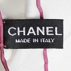 Pre Owned Chanel White Splash CC Print Silk Square Scarf