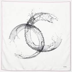 Pre Owned Chanel White Splash CC Print Silk Square Scarf
