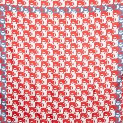 Pre Owned Chanel Red Tricolor CC Print Silk Square Scarf