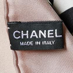 Chanel Cream/Black Rue Cambon Silk Square Scarf
