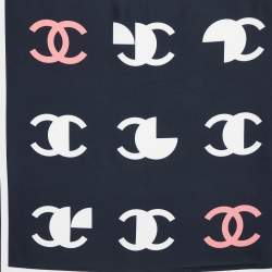 Chanel Cream/Black Rue Cambon Silk Square Scarf