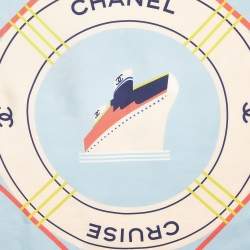 Pre Owned Chanel Light Blue Cruise Print Silk Square Scarf