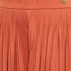 Chanel Brown Plisse Silk Jersey Wide-Leg Pants M