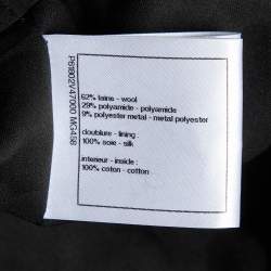 Pre Owned Chanel Black Metallic Tweed Button Front Jacket M
